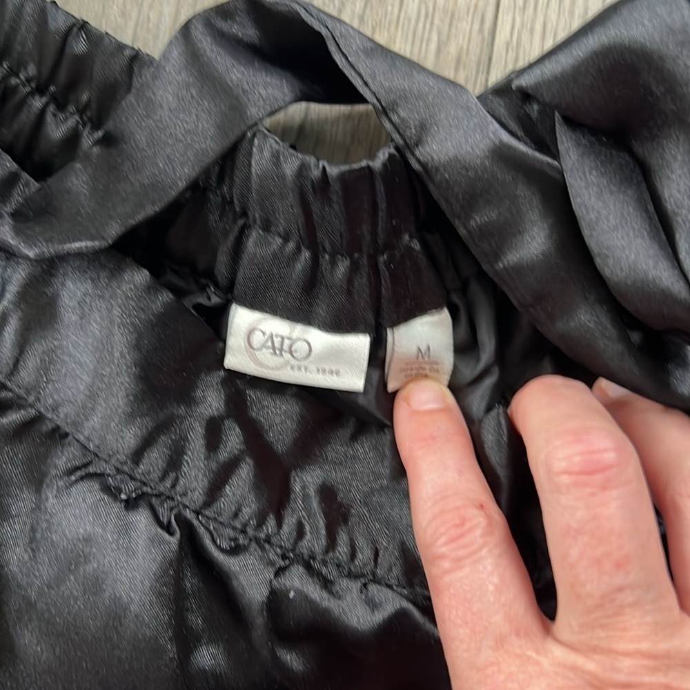 Lovely Cato Black Fancy Silky Flowy A Line Skirt Medium - Picture 4 of 9